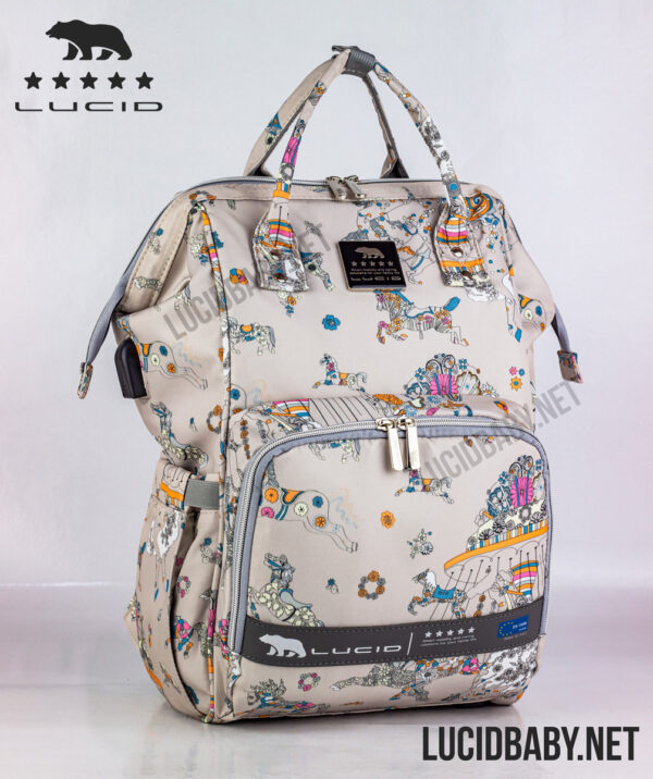 Custom LUCID USB Charging Multifunctional Waterproof Backpack Diaper Bag for Baby - Image 12