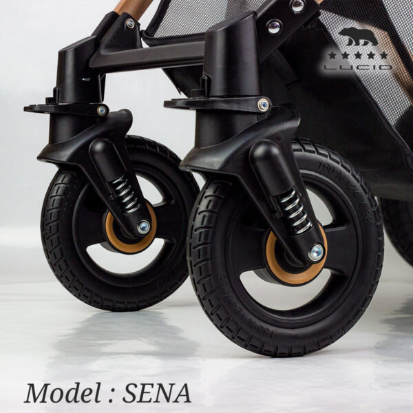 SENA Baby Stroller, luxury carriage with umbrella and leather cover from Lucid Baby, model – LC1- Black - Image 12