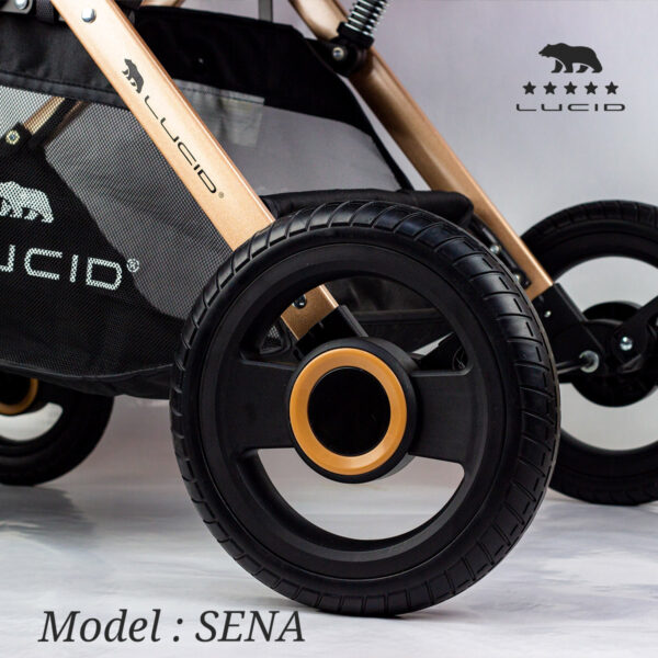 SENA Baby Stroller, luxury carriage with umbrella and leather cover from Lucid Baby, model – LC1- Black - Image 13