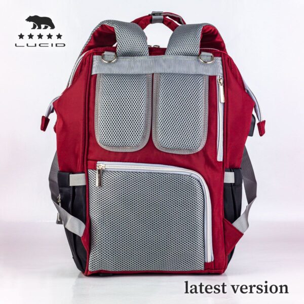 Custom LUCID USB Charging Multifunctional Waterproof Backpack Diaper Bag for Baby - Image 2