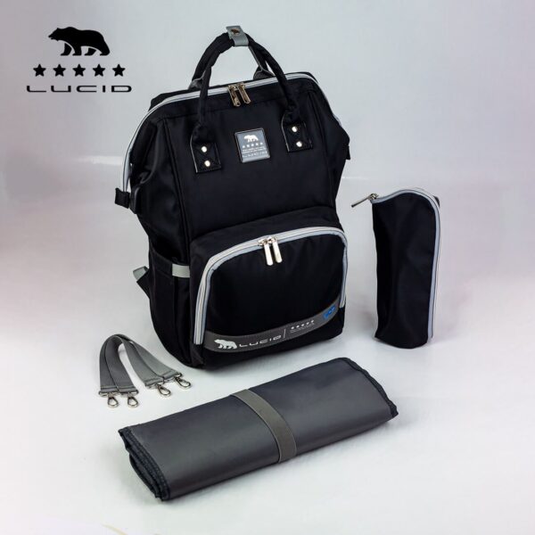 Custom LUCID USB Charging Multifunctional Waterproof Backpack Diaper Bag for Baby