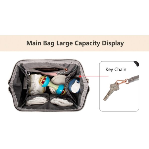 Custom LUCID USB Charging Multifunctional Waterproof Backpack Diaper Bag for Baby - Image 11